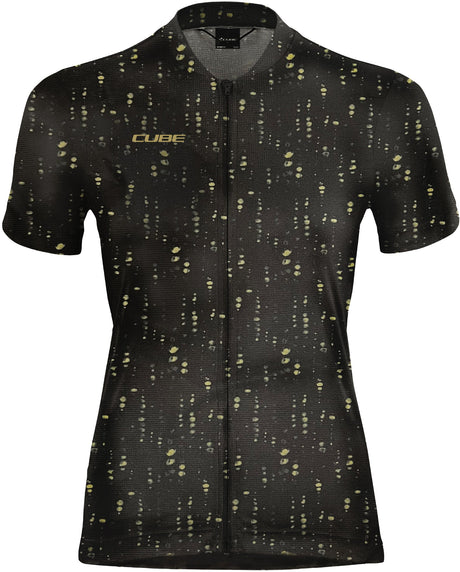 CUBE ATX WS Shirt Full Zip CMPT korte mouw zwart patroon