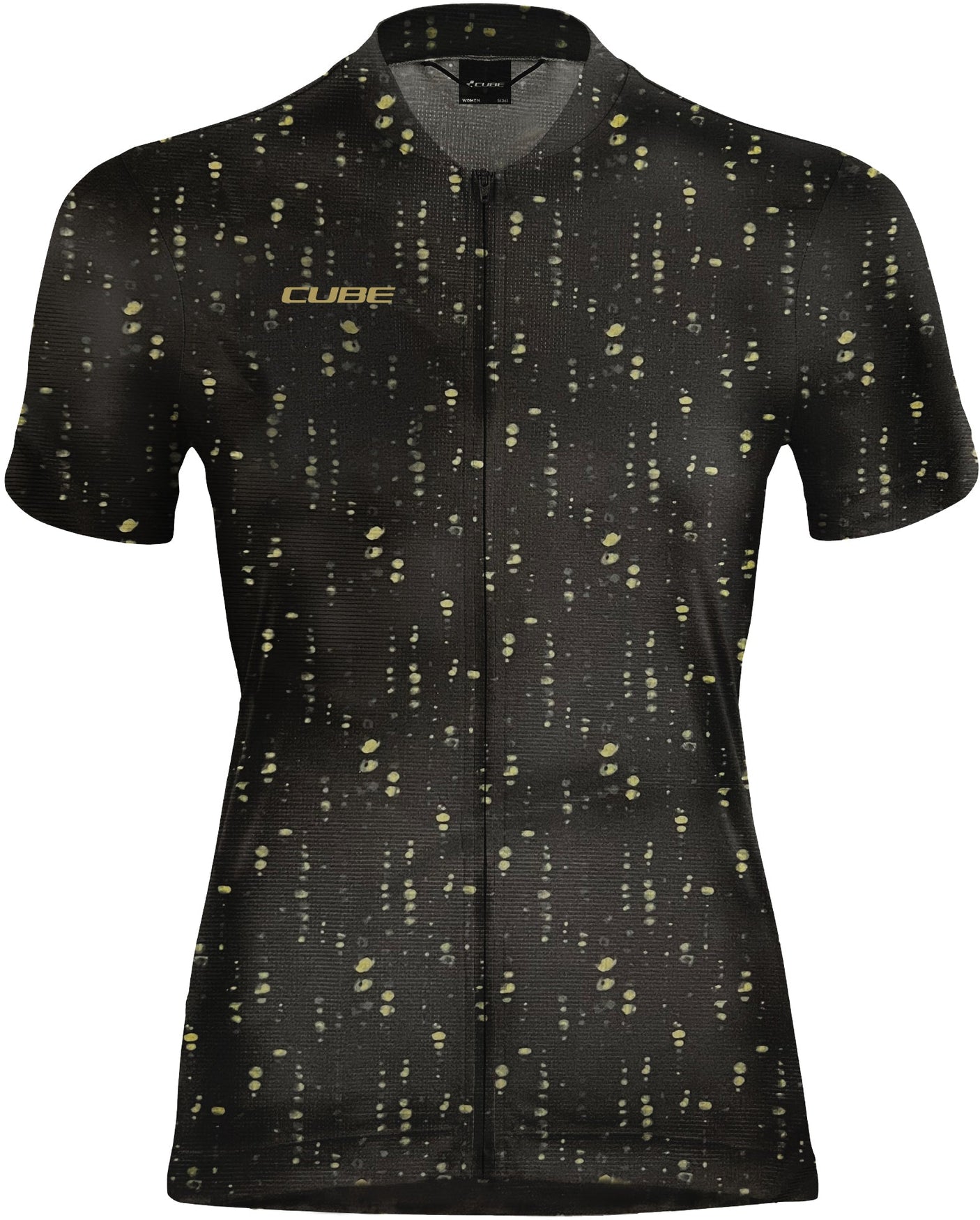 CUBE ATX WS Shirt Full Zip CMPT korte mouw zwart patroon