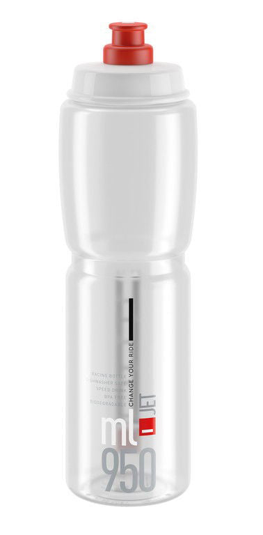Elite Jet Drinkfles 950ml transparant/rood logo