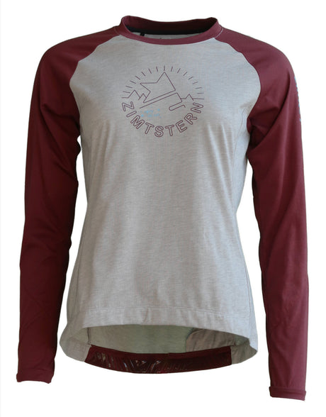 Zimtstern PureFlowz Shirt LS Dames Glacier Grey Melange/Windsor Wine