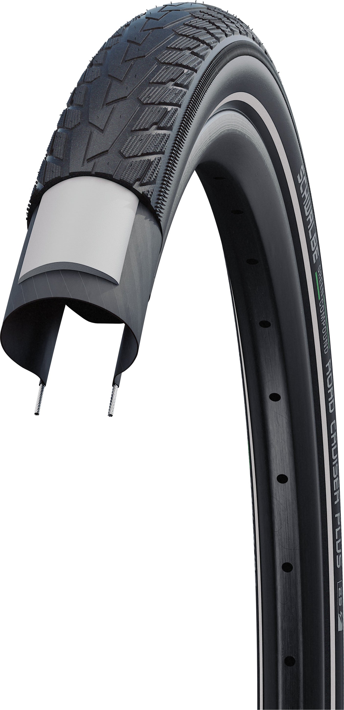 Schwalbe Road Cruiser Plus Draadband 28x1.40" Active TwinSkin PunctureGuard E-25 Green Reflex zwart