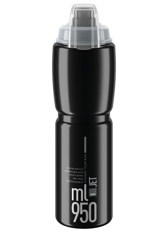 Elite Jet Plus Drinkfles 950ml zwart/grijs logo