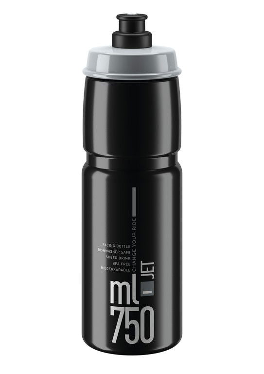 Elite Jet drinkfles 750ml zwart/grijs logo