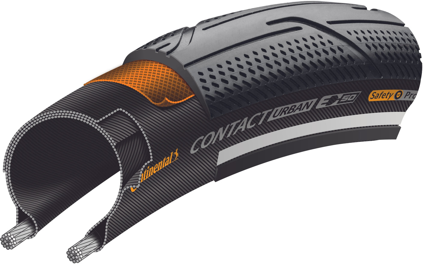 Continental Contact Urban Draadband 28x2.00" Reflex E-50 SafetyPro zwart