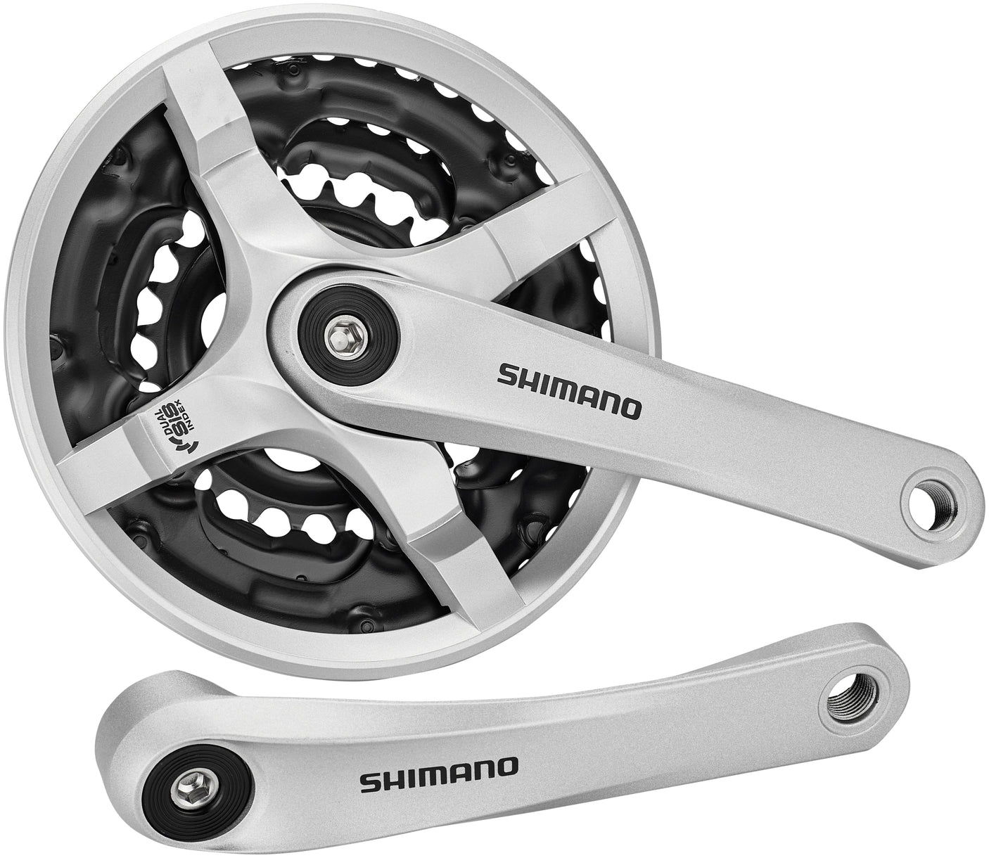 Shimano FC-TY501 crankstel 6/7/8-speed 42-34-24 tanden met kettingbladbeschermer zilver