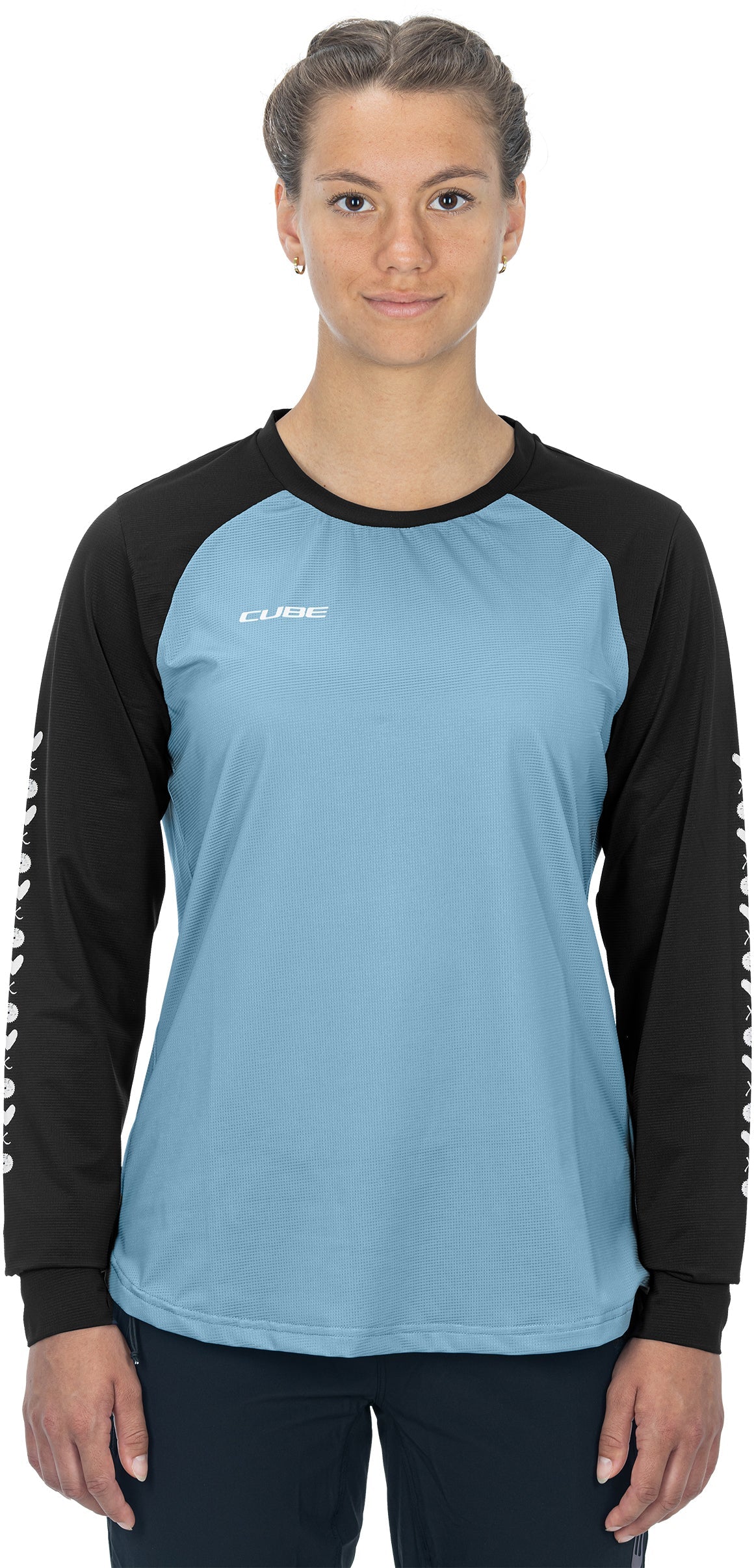 CUBE ATX WS Lange mouw ronde hals trui blue´n´black