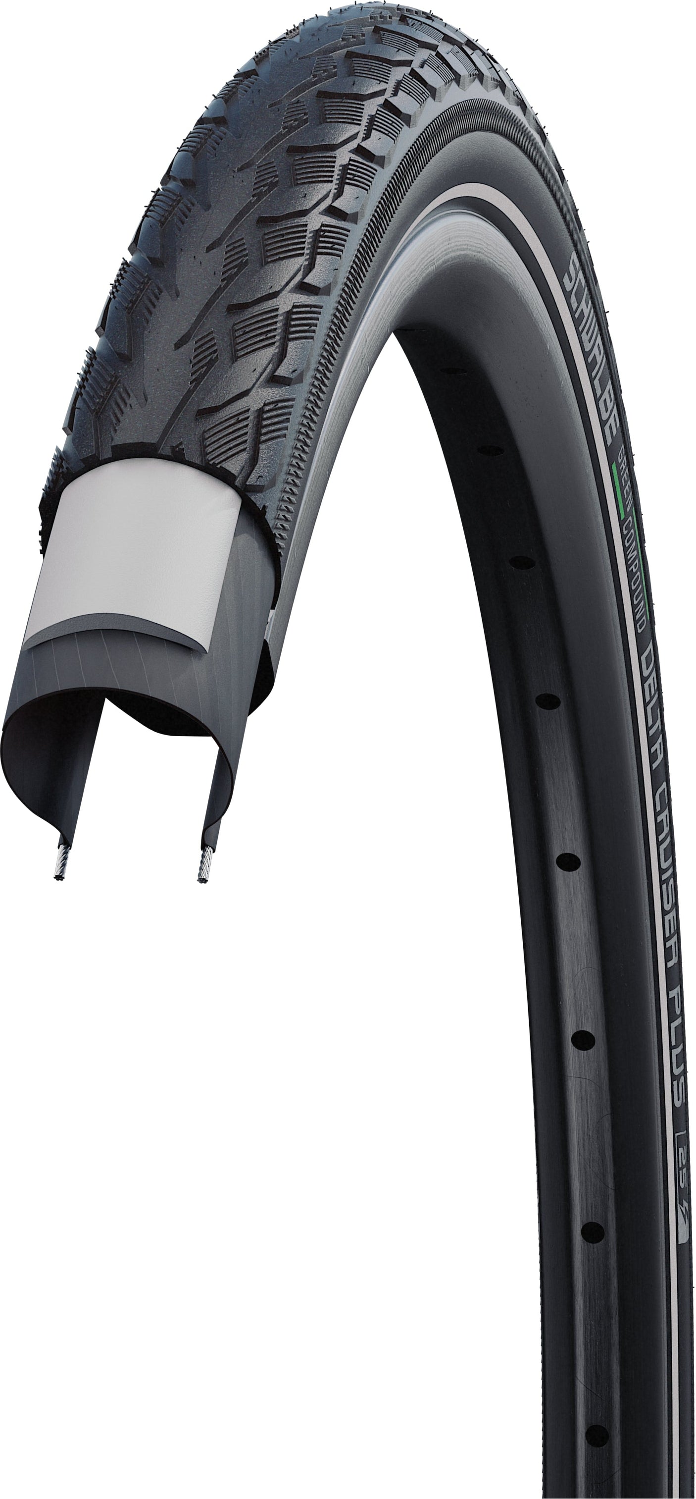 Schwalbe Delta Cruiser Plus Active Draadband 28x1.40" PunctureG E-25 Green Compound Reflex zwart