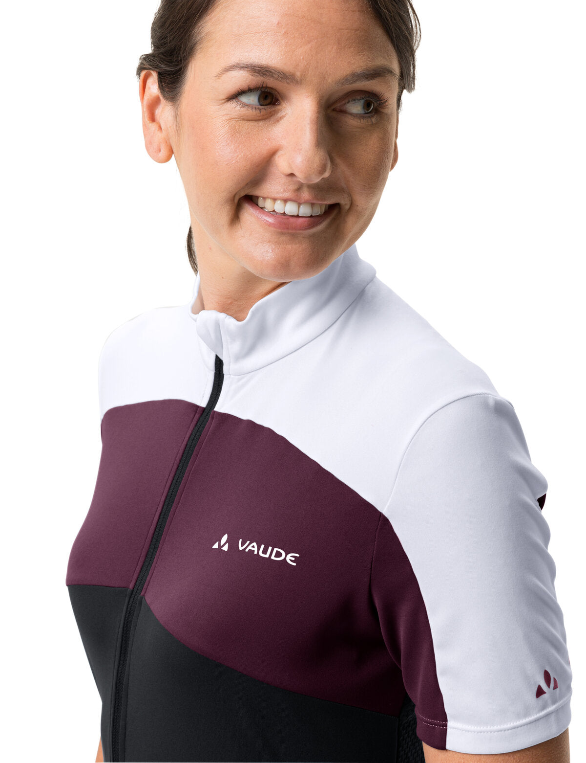 VAUDE Matera Korte mouwen Full-Zip jersey dames zwart/lila