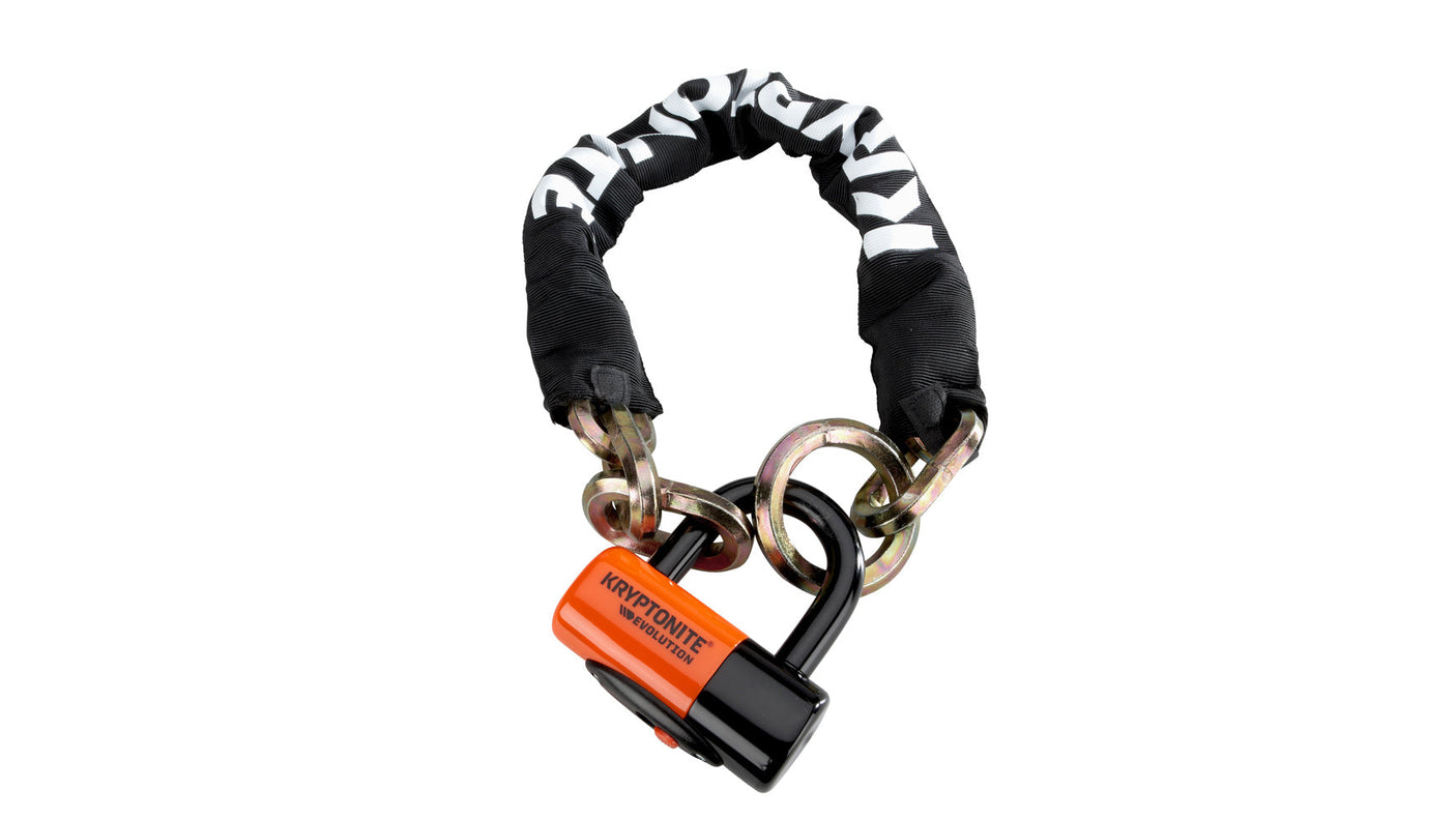 Kryptonite New York 1275 Cinch Ring Kettingslot (75cm) + Evolution Disc Lock zwart