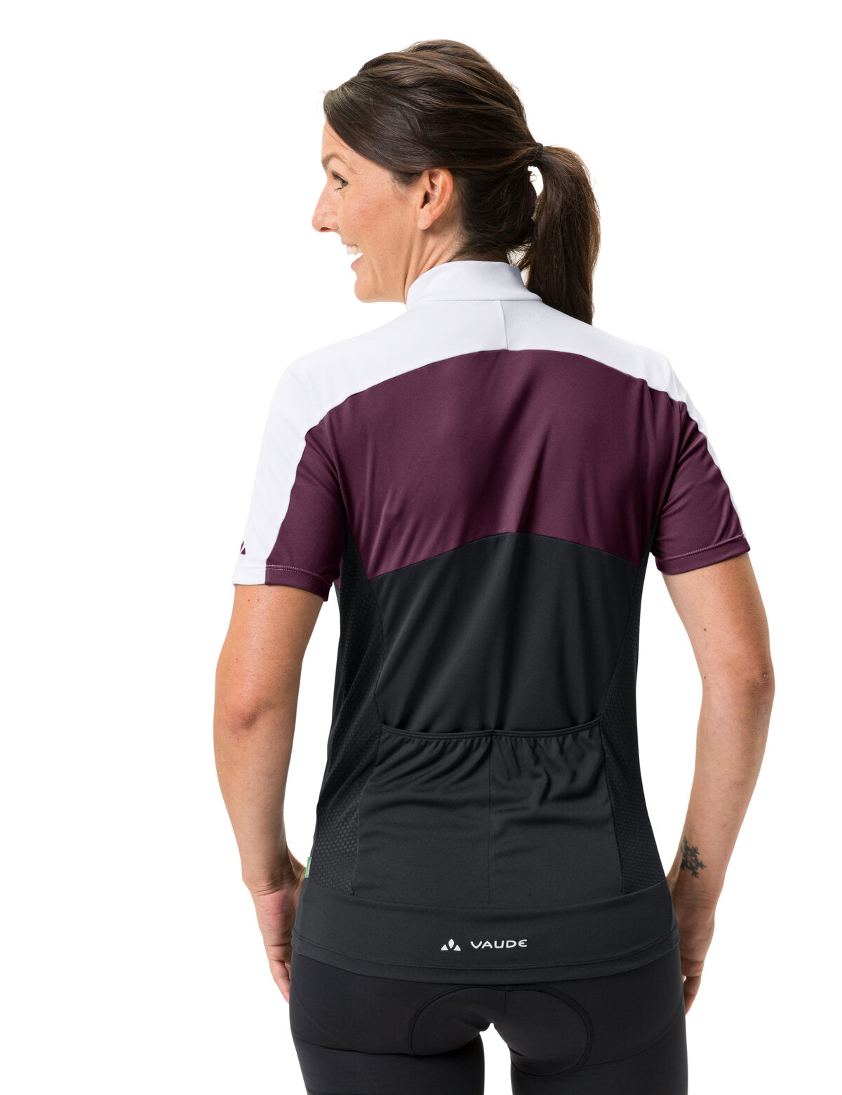 VAUDE Matera Korte mouwen Full-Zip jersey dames zwart/lila