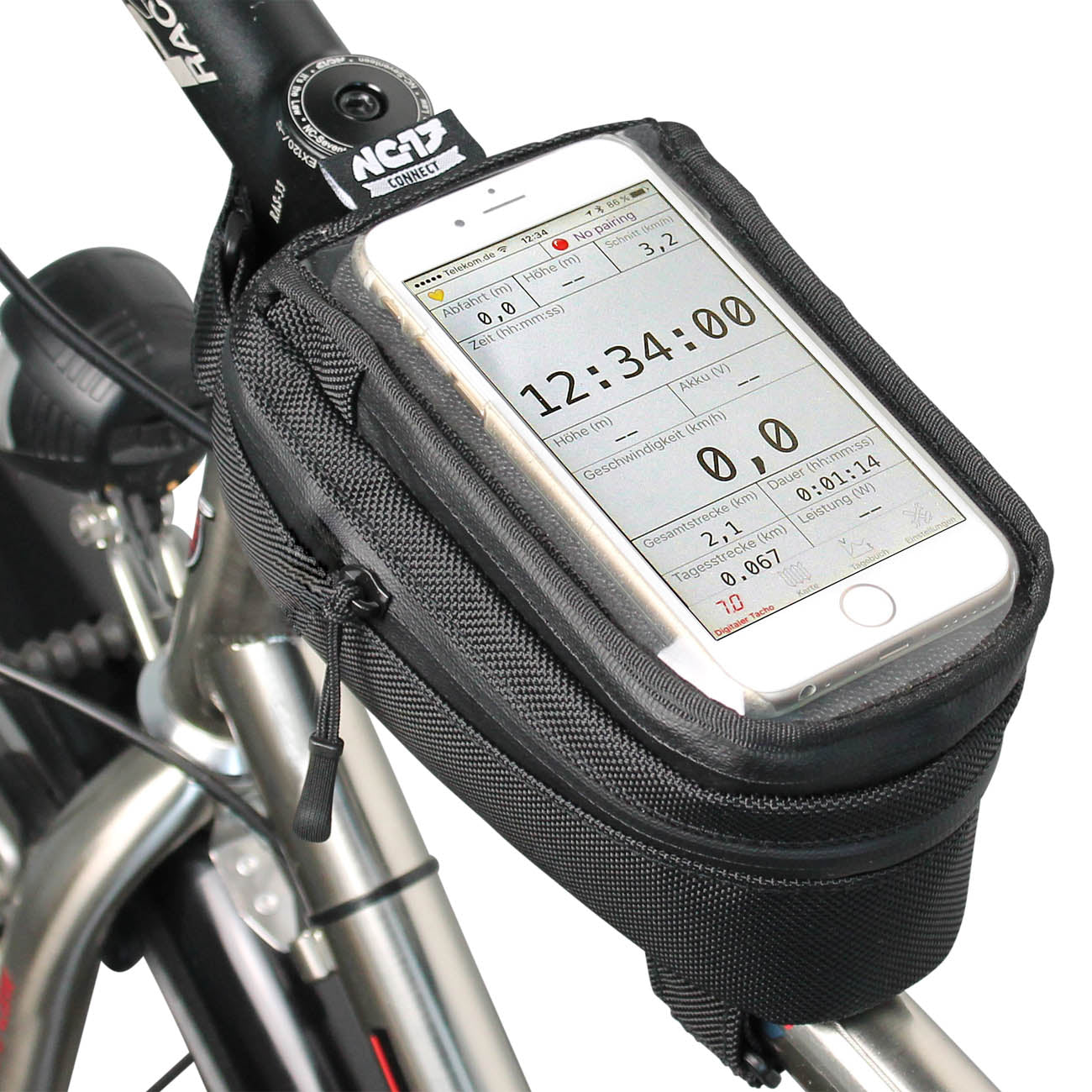 NC-17 Connect Smartphone Tas voor bovenbuis, klittenbandsluiting zwart uni