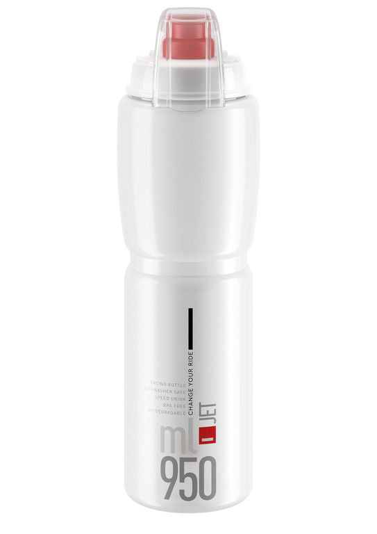 Elite Jet Plus Drinkfles 950ml transparant/rood logo