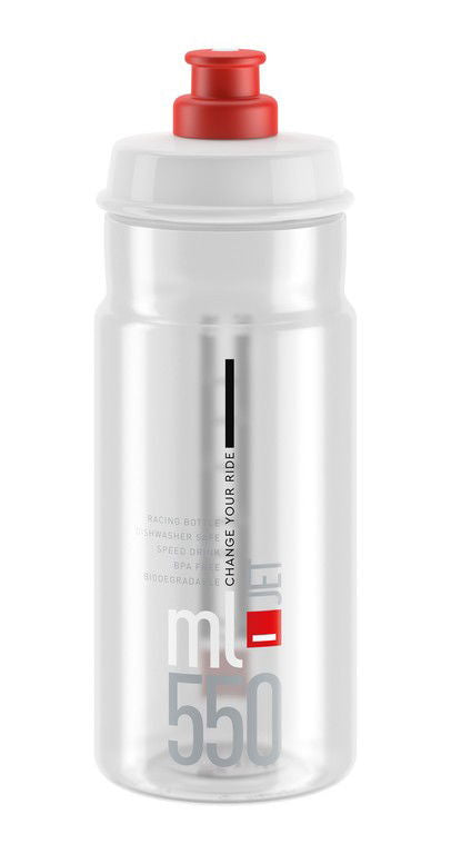 Elite Jet Drinkfles 550ml transparant/rood logo