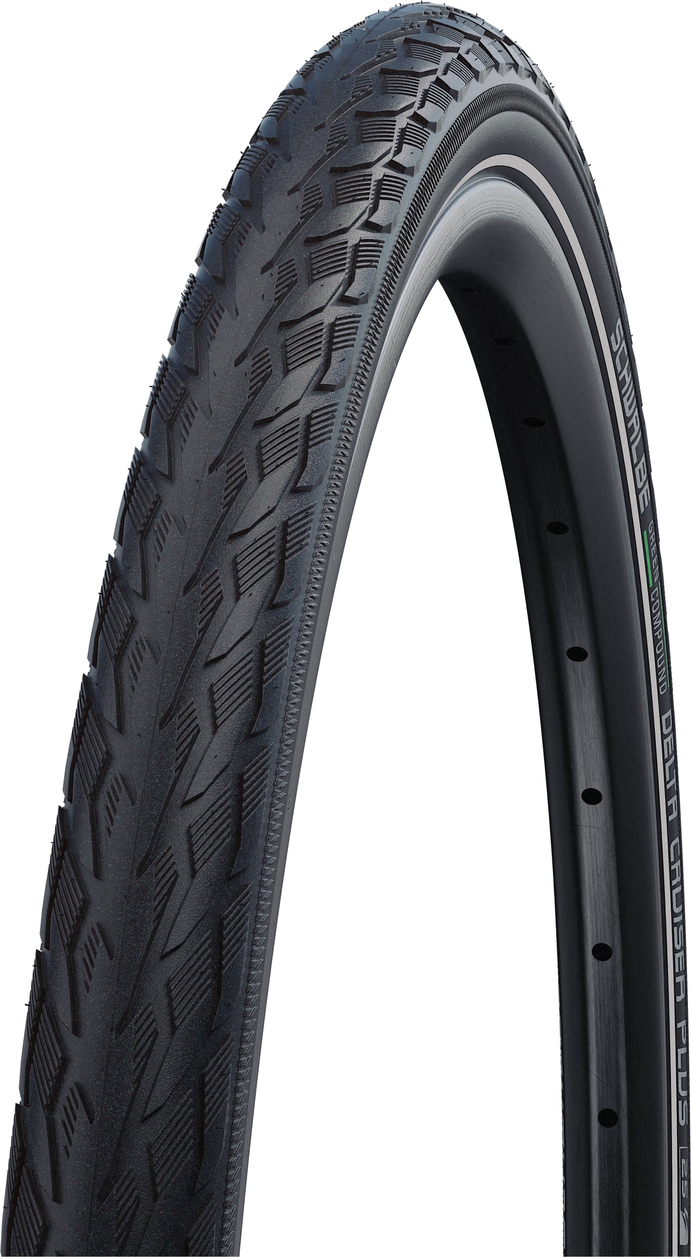 Schwalbe Delta Cruiser Plus Active Draadband 28x1.40" PunctureG E-25 Green Compound Reflex zwart