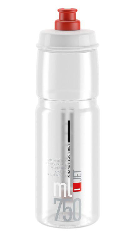 Elite Jet Drinkfles 750ml transparant/rood logo