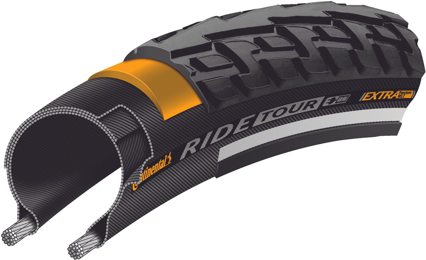 Continental Ride Tour Draadband 28" Reflex zwart