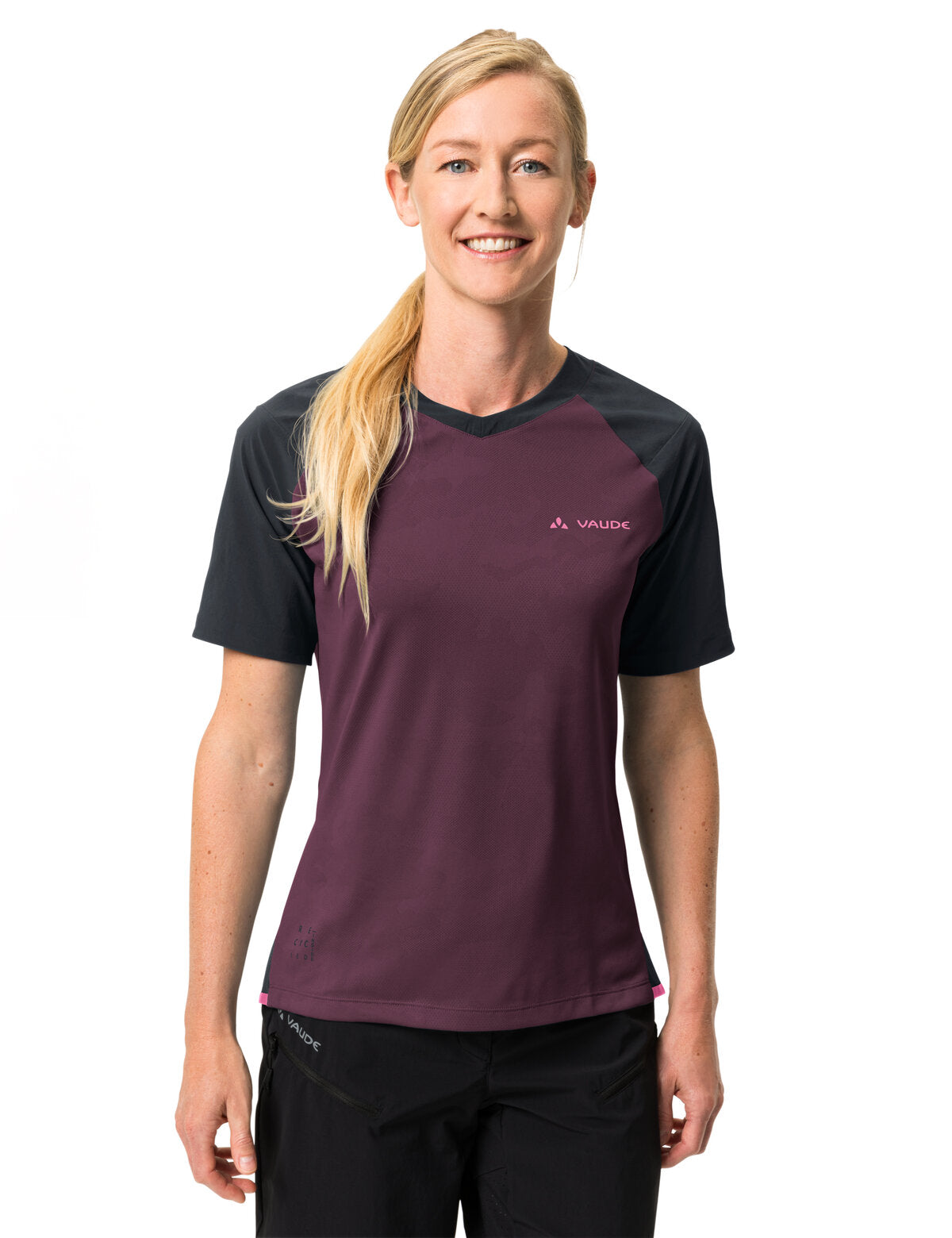 VAUDE Moab Pro Korte Mouwen Shirt Dames paars/zwart
