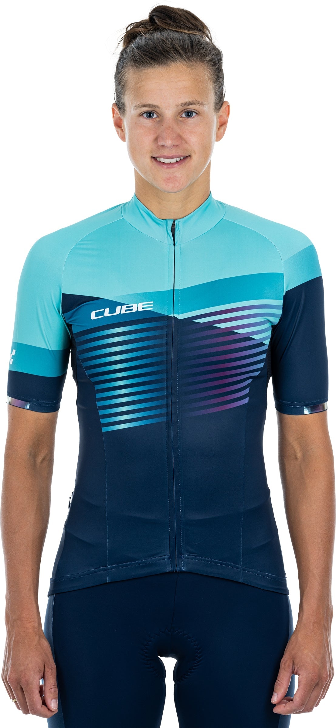 CUBE TEAMLINE WS korte mouwen jersey blue´n´mint