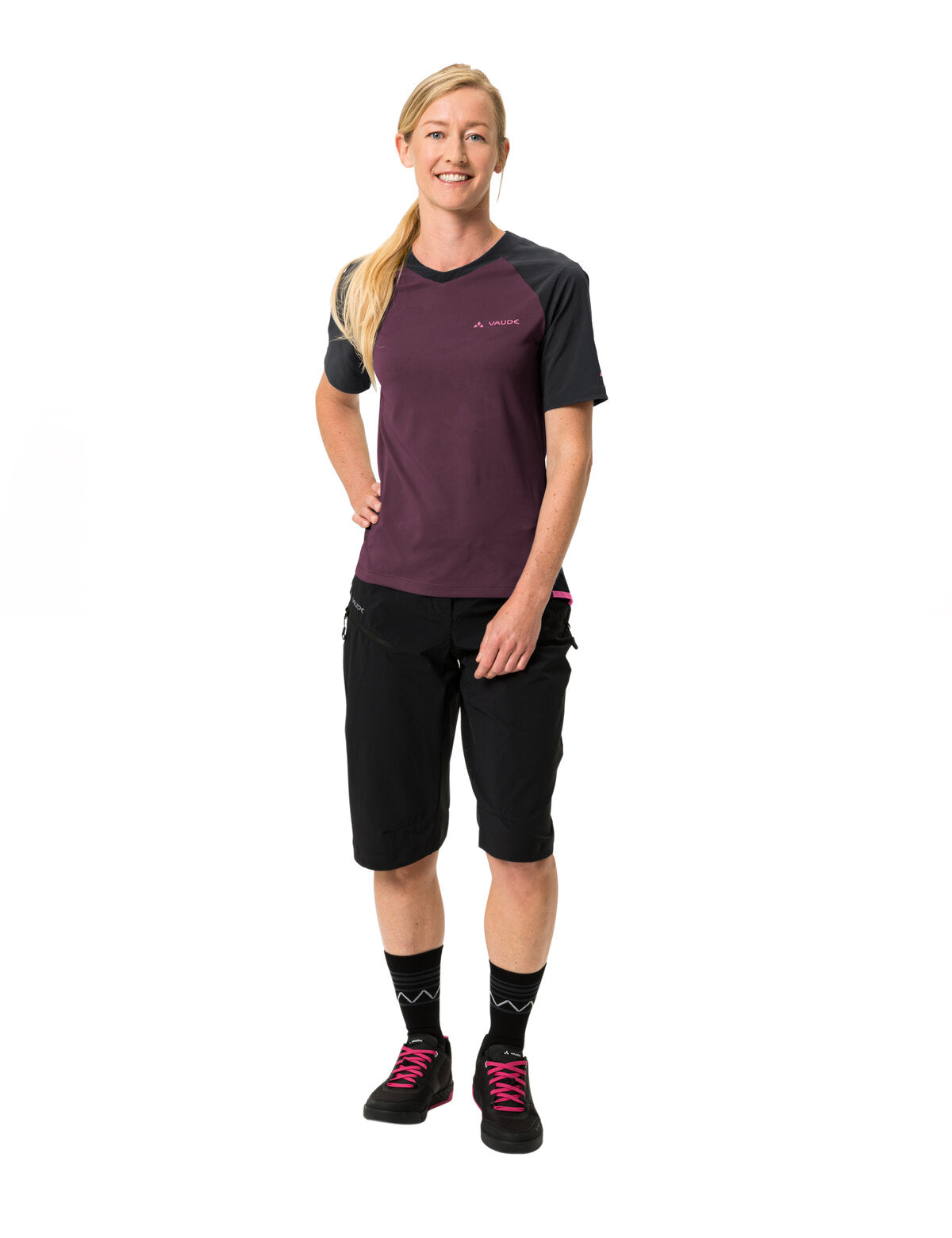 VAUDE Moab Pro Korte Mouwen Shirt Dames paars/zwart