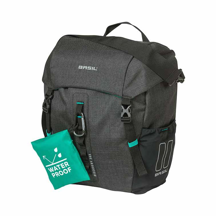 Basil Discovery 365D Enkele Bagagedrager Tas M 9l zwart/turquoise