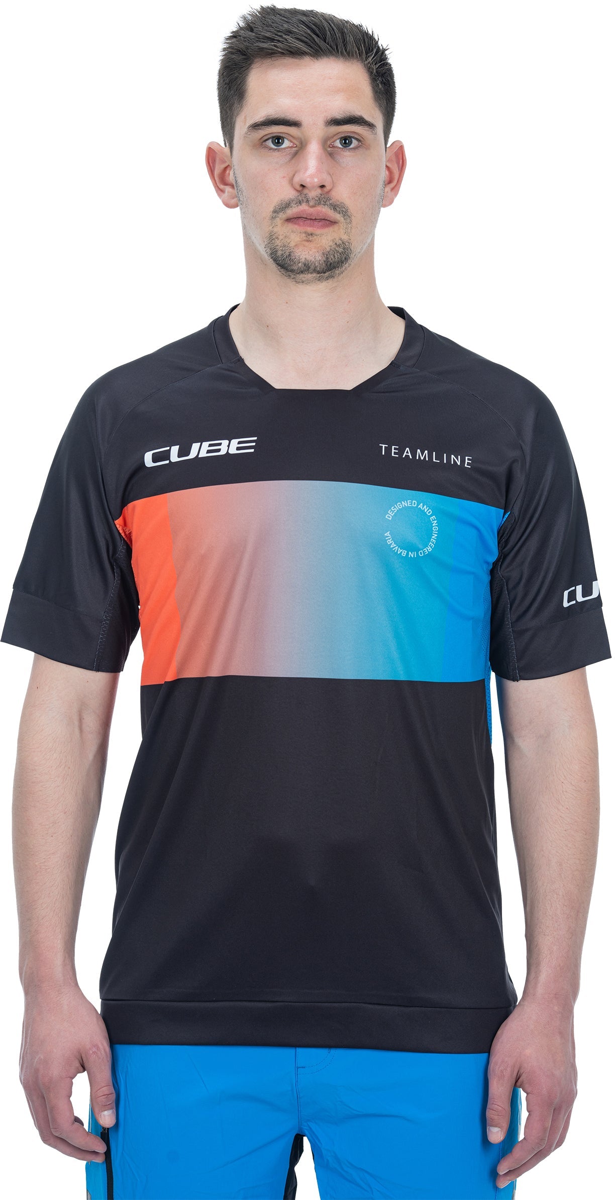 CUBE TEAMLINE jersey met ronde hals en korte mouw zwart'n'blauw'n'rood