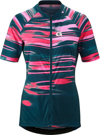 Gonso Copedello fietsshirt met korte mouwen en volledige ritssluiting dames petrol/roze – aktuelle Variante