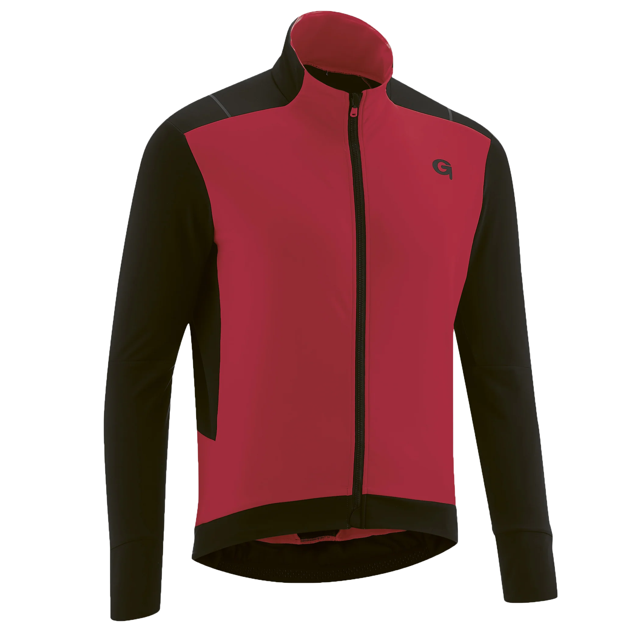 Gonso Bavella lange mouwen shirt met doorlopende ritssluiting heren rood/zwart
