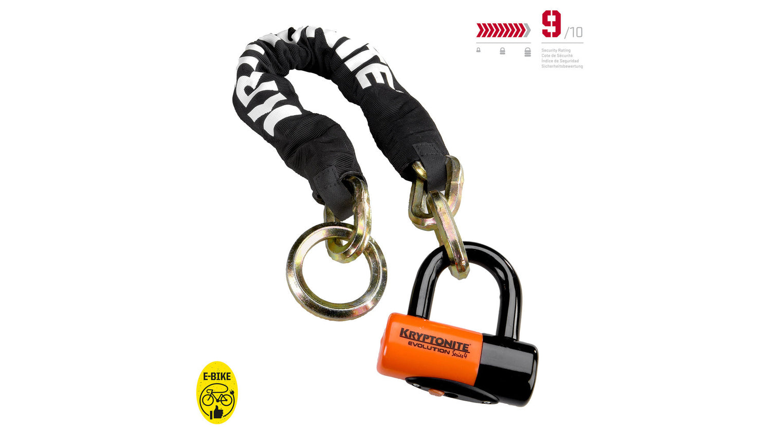 Kryptonite New York 1275 Cinch Ring Kettingslot (75cm) + Evolution Disc Lock zwart