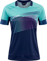 CUBE TEAMLINE WS jersey met ronde hals en korte mouw blauw'n'mint – aktuelle Variante