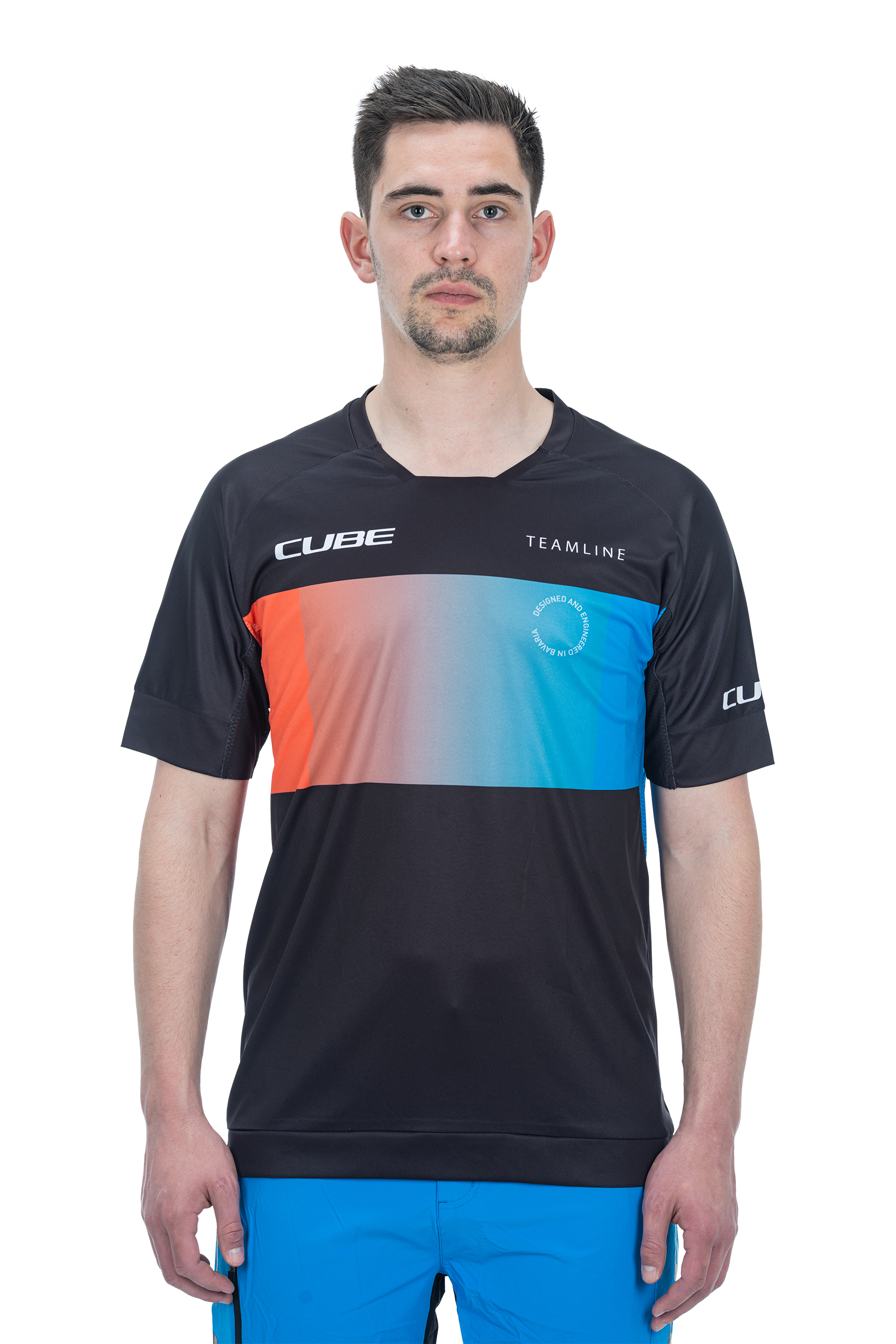 CUBE TEAMLINE jersey met ronde hals en korte mouw zwart'n'blauw'n'rood