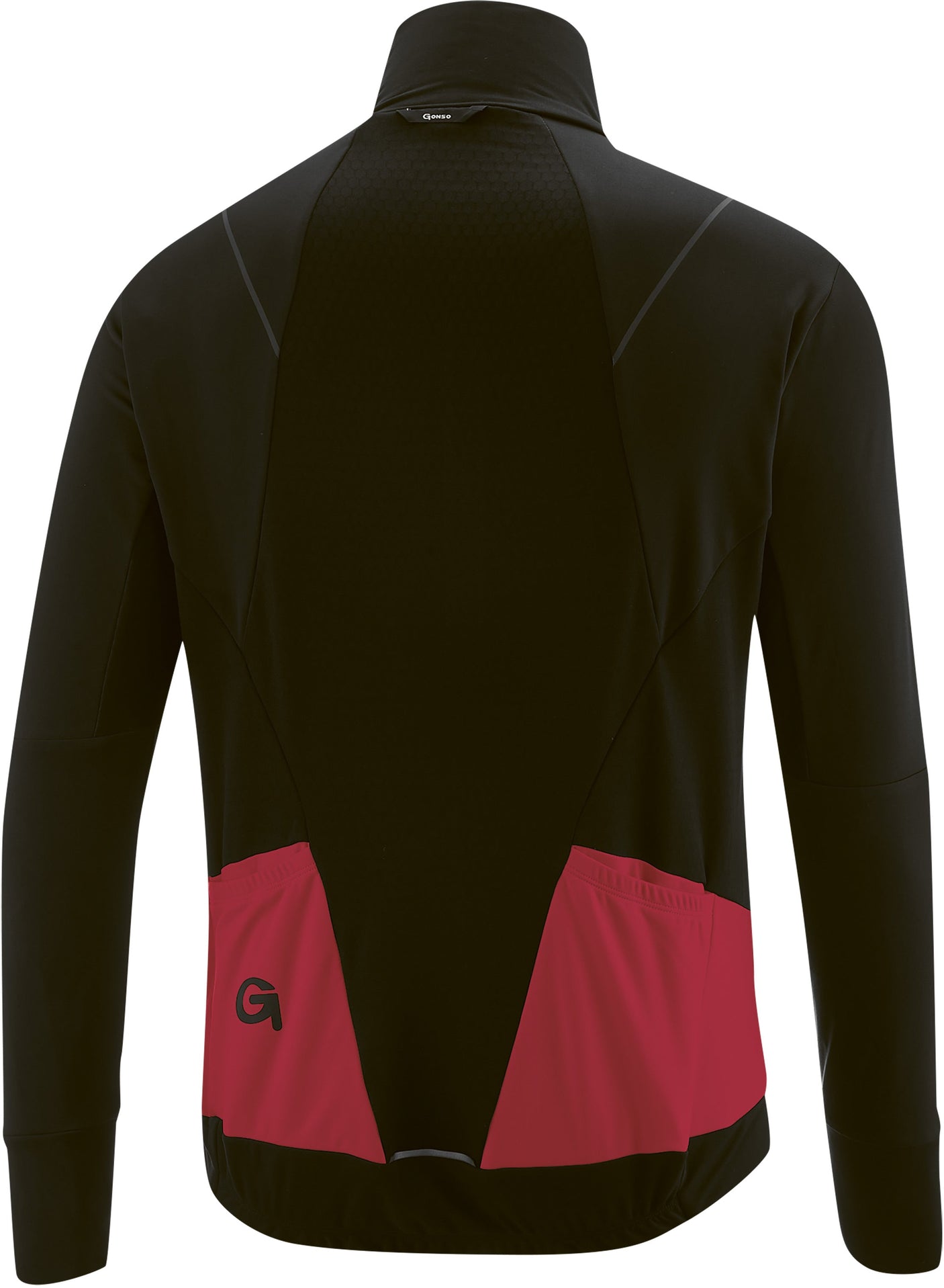 Gonso Bavella lange mouwen shirt met doorlopende ritssluiting heren rood/zwart