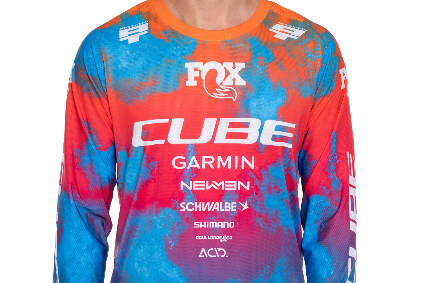 Cube MTB Trikot X Actionteam lange mouw blue´n´pink´n´orange