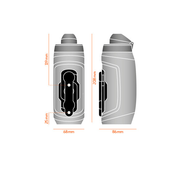 Fidlock Twist Bottle 590 incl. Base fietsbevestiging transparant/zwart