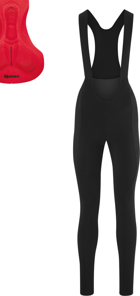Gonso SitivoTiBib - Dames fietsbroek thermo-bib zwart / vuur