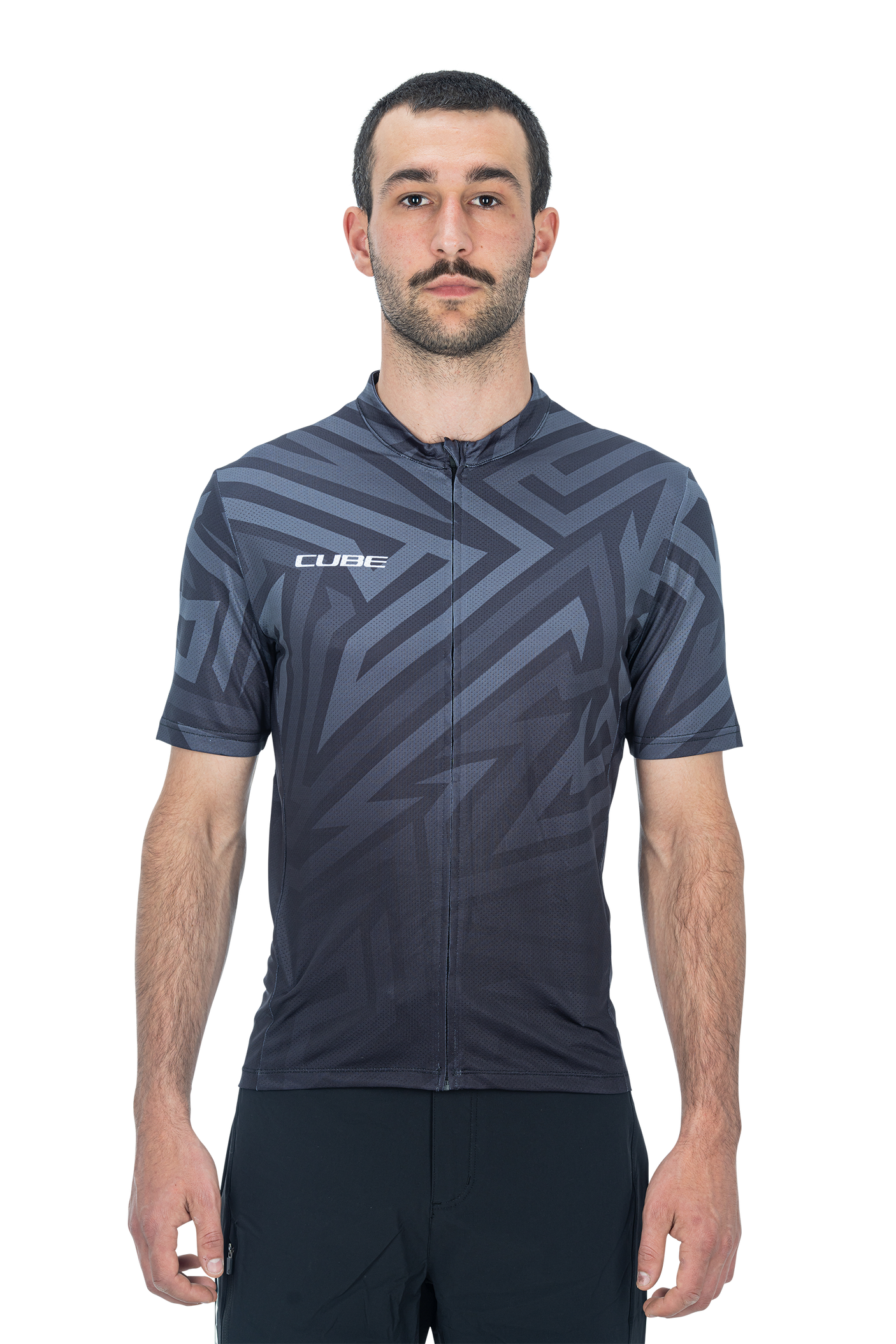CUBE ATX Trui Full Zip CMPT korte mouw black´n´grey
