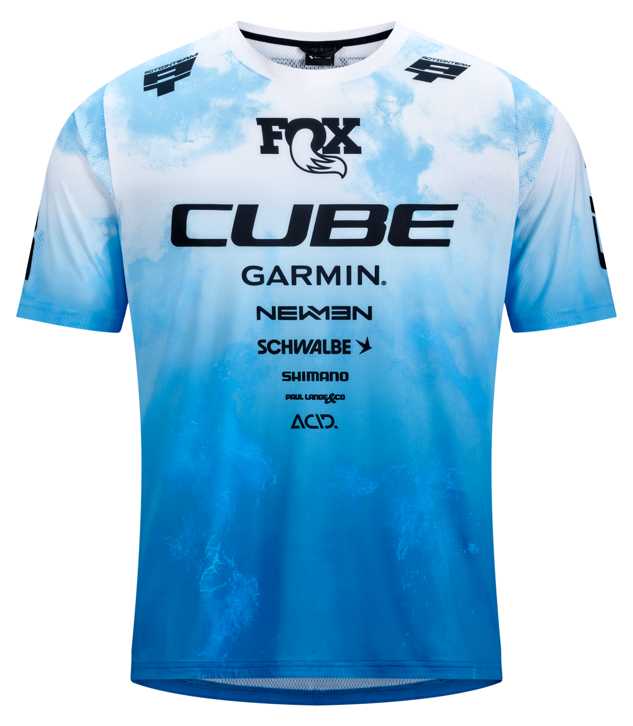 CUBE MTB shirt X Actionteam korte mouwen heren topas blauw