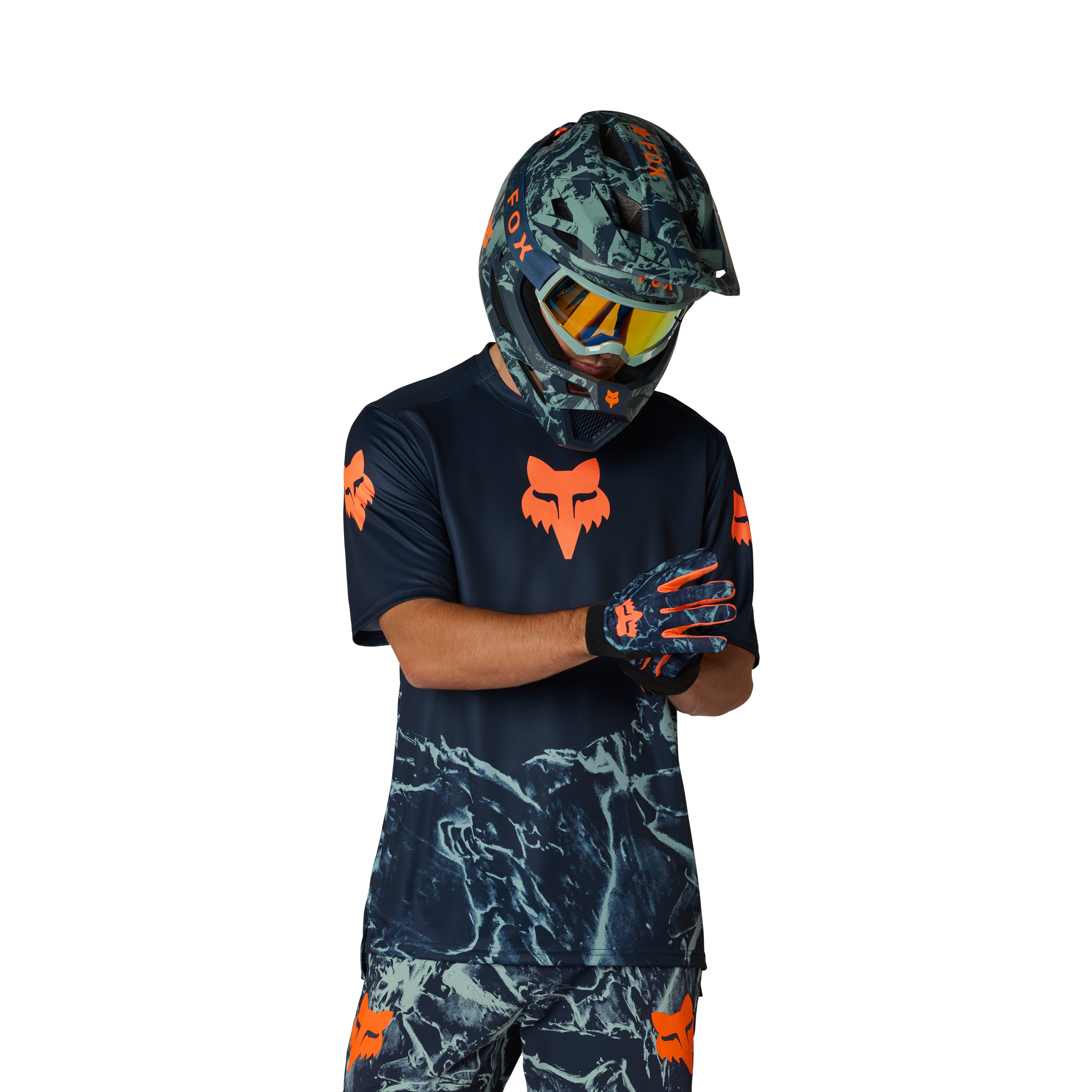 Fox Ranger SS Jersey Img Print Arctisch Blauw