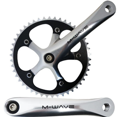 M-Wave Single Speed crankstel 46 tanden aluminium gepolijst zilver/zwart