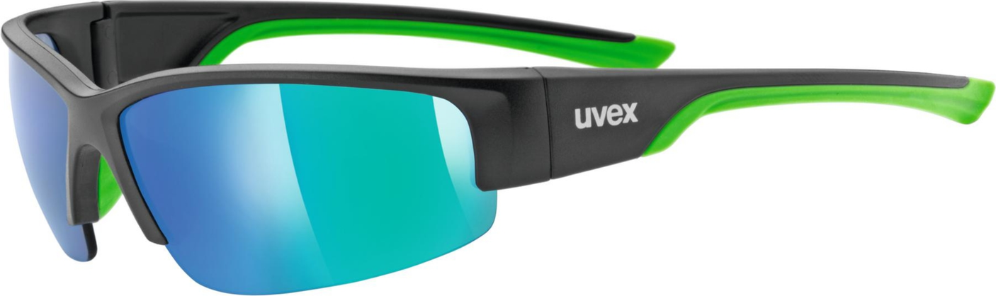 uvex Sportstyle 215 fietsbril Zwart Mat Groen / Spiegel Groen