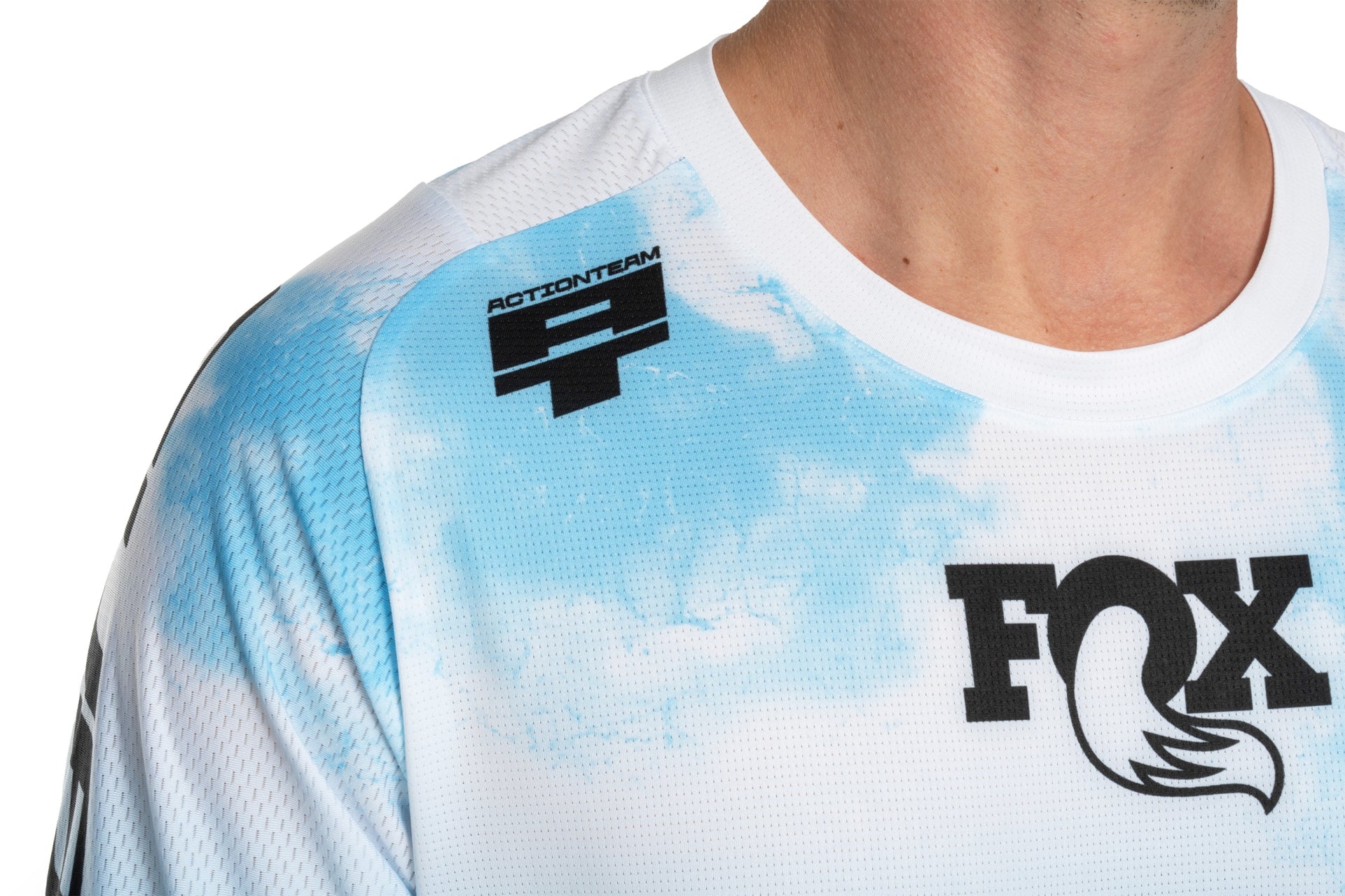 CUBE MTB shirt X Actionteam korte mouwen heren topas blauw