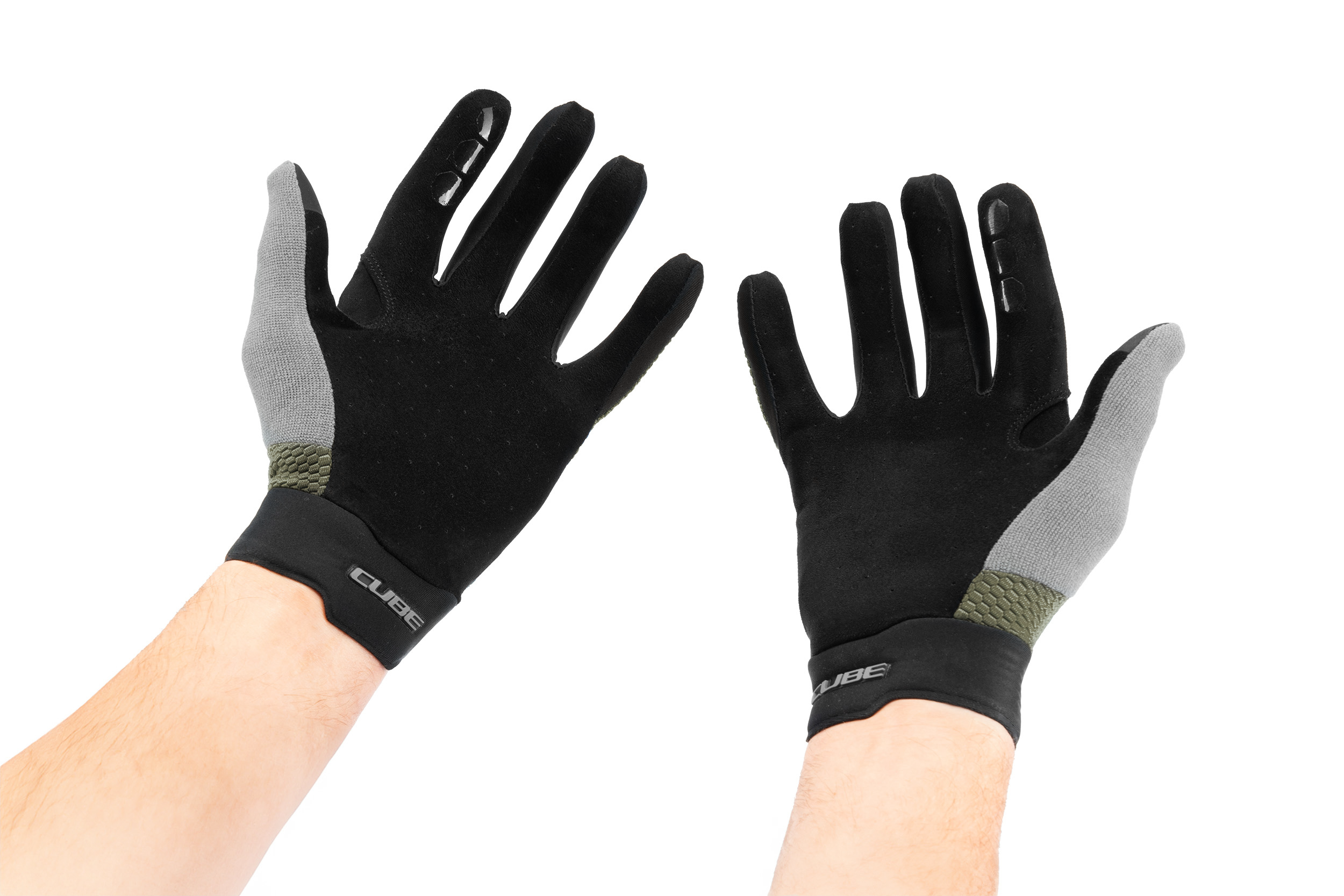 Cube handschoenen Gravity lange vinger TM olive´n´grey