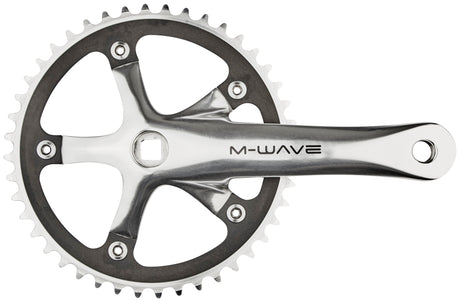 M-Wave Single Speed crankstel 44 tanden aluminium gepolijst zilver/zwart